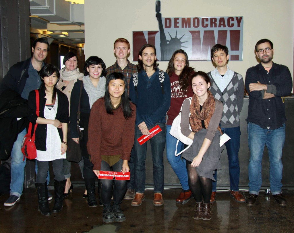 Ethics and Critical Thinking class visit Democracy Now! taping in NYC (used with permission).