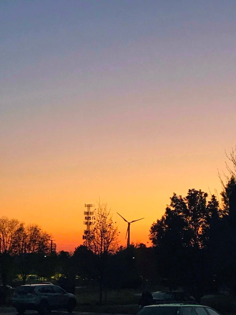 Wind turbine at sunset. Champaign, IL.